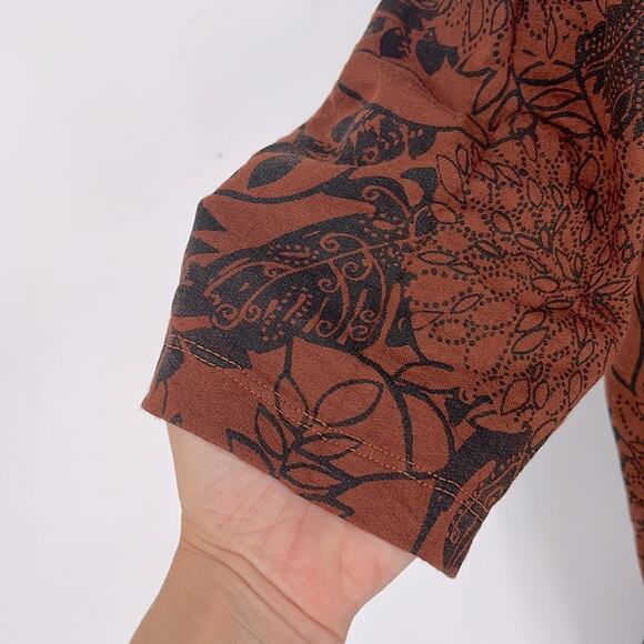 Bryn Walker Alanna Tunic Top Dress Large Rust Floral Print - Picture 6 of 11